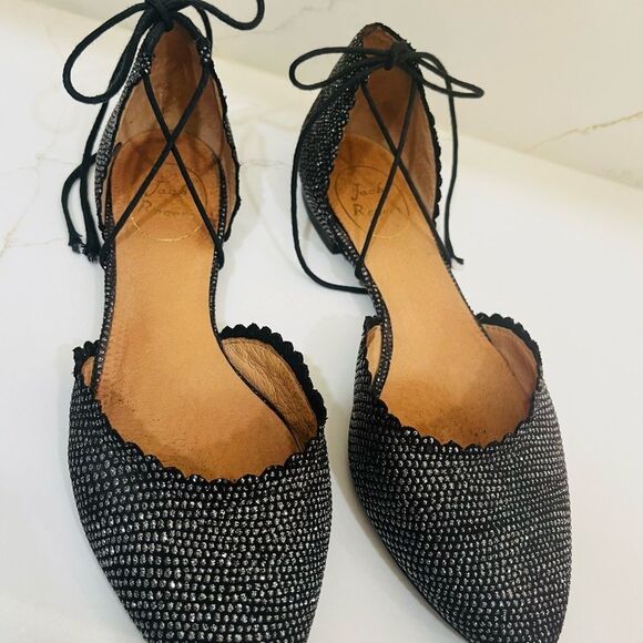 Jack Rogers Black Flats with Elegant Ankle Wrap - Picture 5 of 12